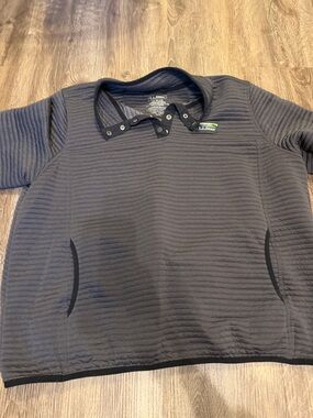L.L. Bean Charcoal Ribbed Snap Pullover